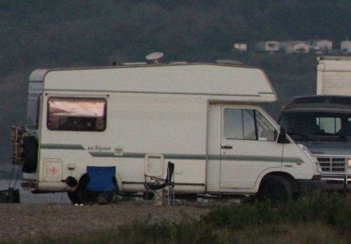 A motorhome has overturned on the Thanet Way in Herne Bay. Stock image