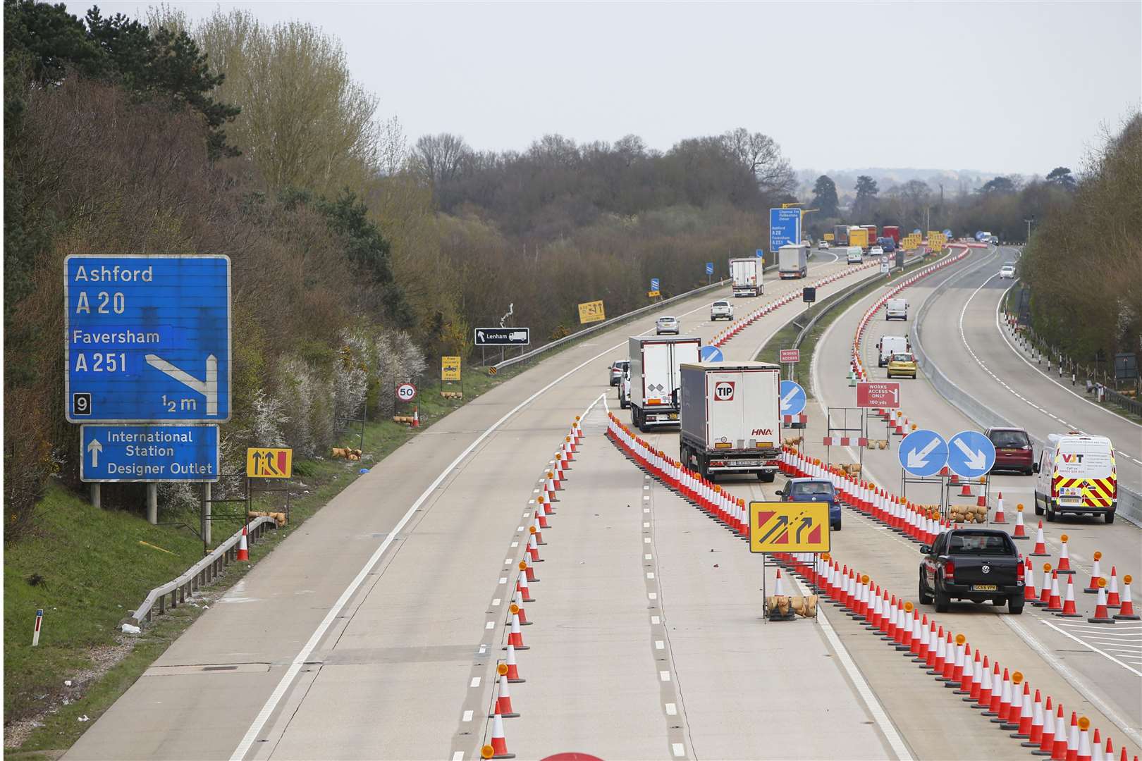 Operation Brock last month as seen from the M20 Bridge, Sandyhurst Lane, Ashford..Picture: Andy Jones