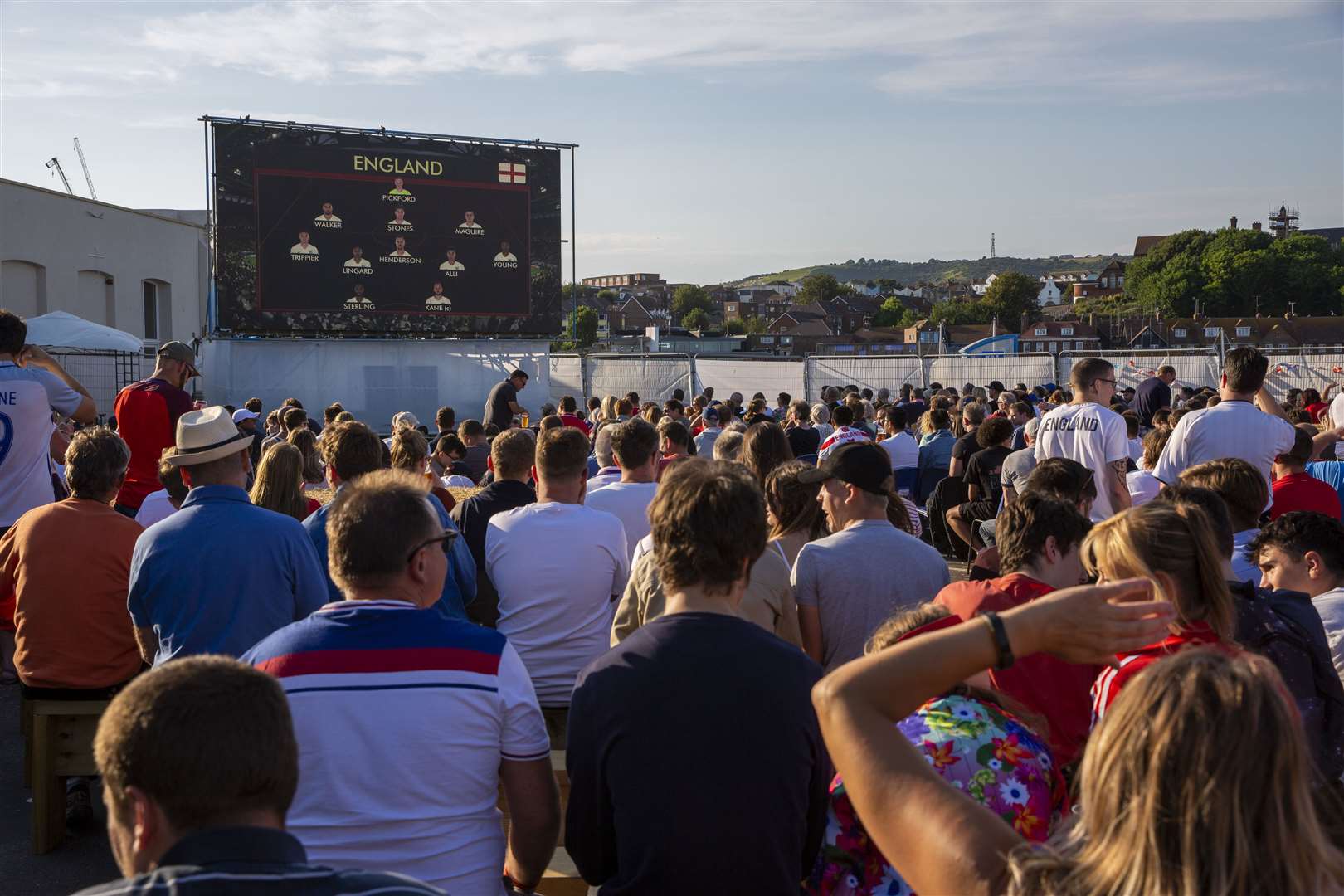 England Vs Columbia on the big screen, Folkestone Harbour Arm, 2018. England beat Columbia on penalties