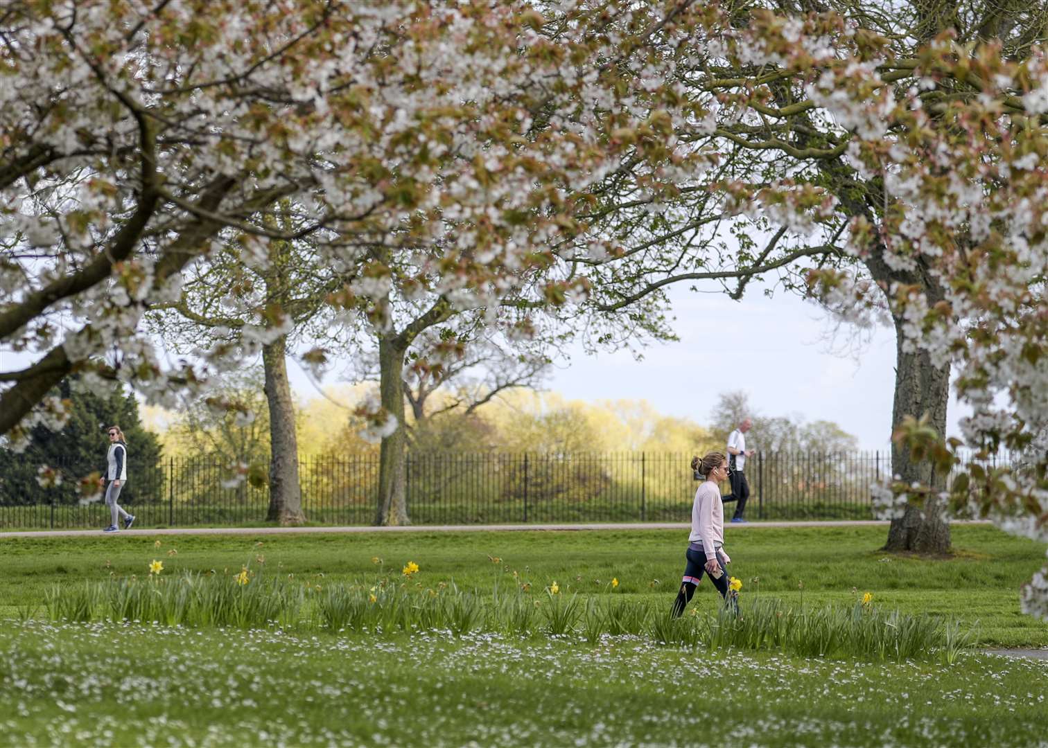 People exercise in Windsor, Berkshire, as the lockdown continues (Steve Parsons/PA)