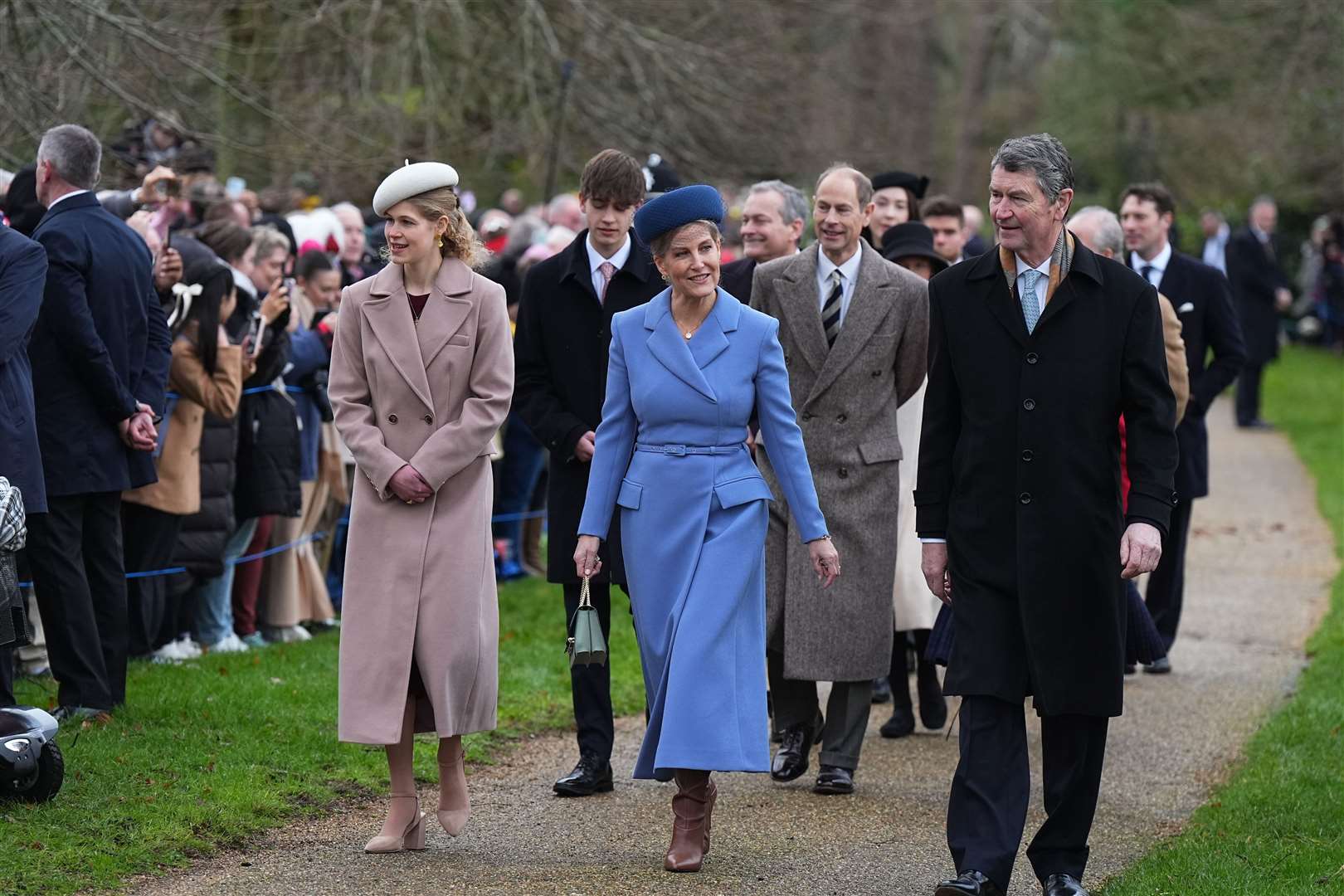 Lady Louise Windsor, the Duchess of Edinburgh and Vice Admiral Sir Tim Laurence, followed by the Earl of Wessex and the Duke of Edinburgh (Aaron Chown/PA)