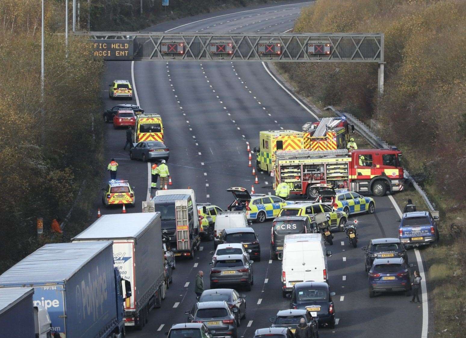 The M2 has been closed following a crash. Picture: UKNiP (53617059)