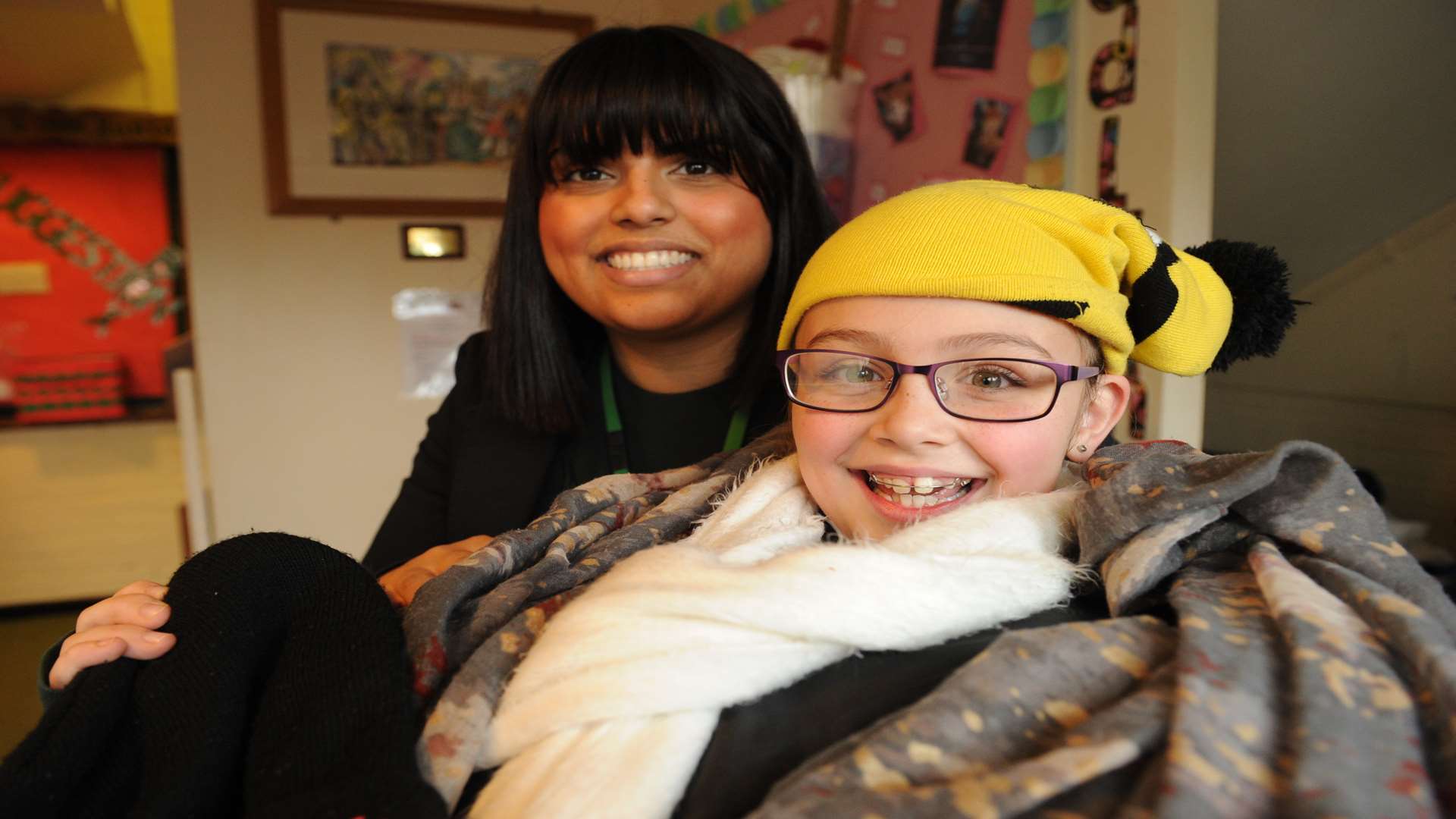 Libby with her teacher Miss Farne at Gordon Children's Academy