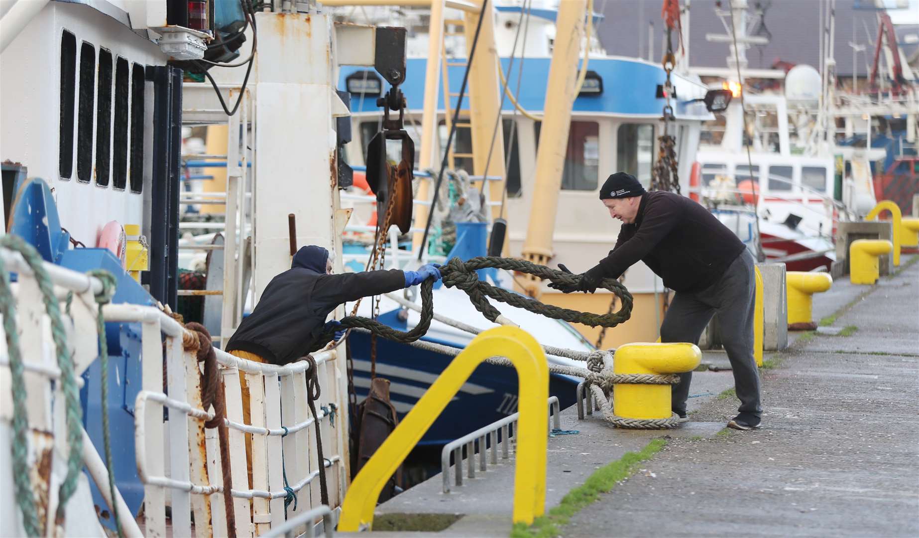 Irish fishermen tie up in Howth Harbour in Co Dublin as talks on a Brexit trade deal including fishing rights continued in December before an agreement was reached (Niall Carson/PA)