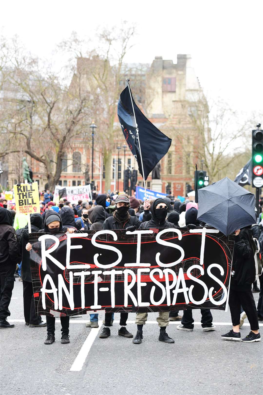 Demonstrators in Parliament Square, London (Ian West/PA)