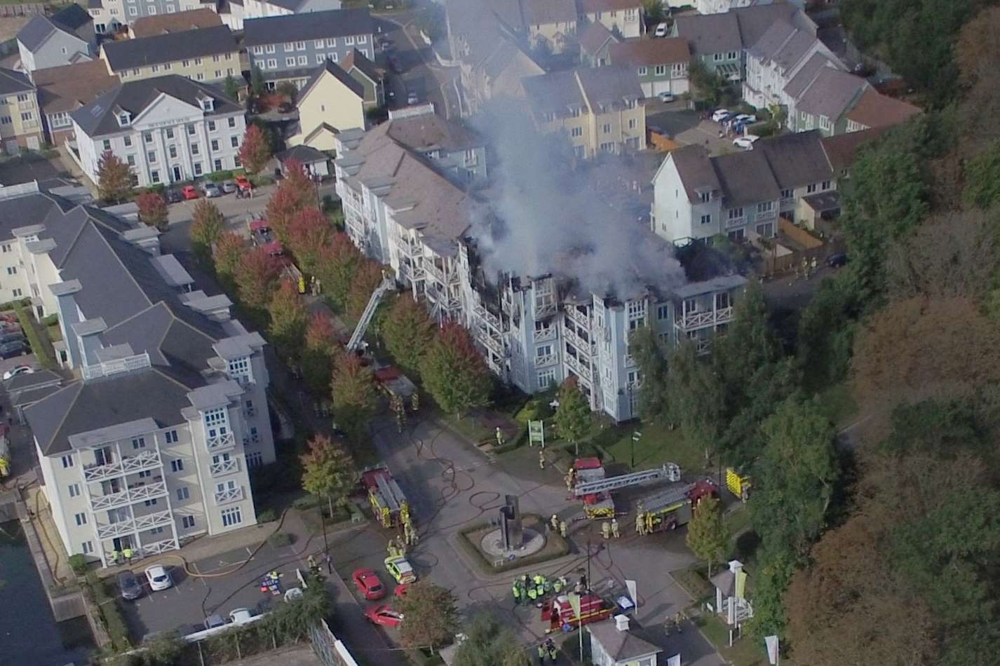 Aerial photo of the fire at Holborough Lakes. Picture courtesy of Mike Mahoney.