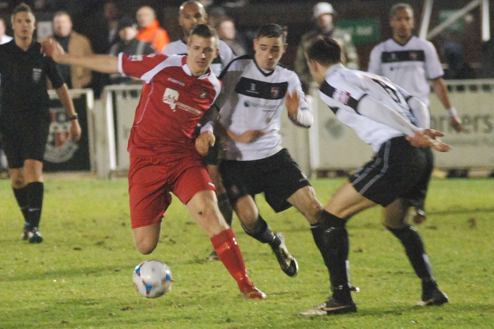 Ebbsfleet substitute Tom Phipp makes a late burst (Pic: Paul Jarvis)