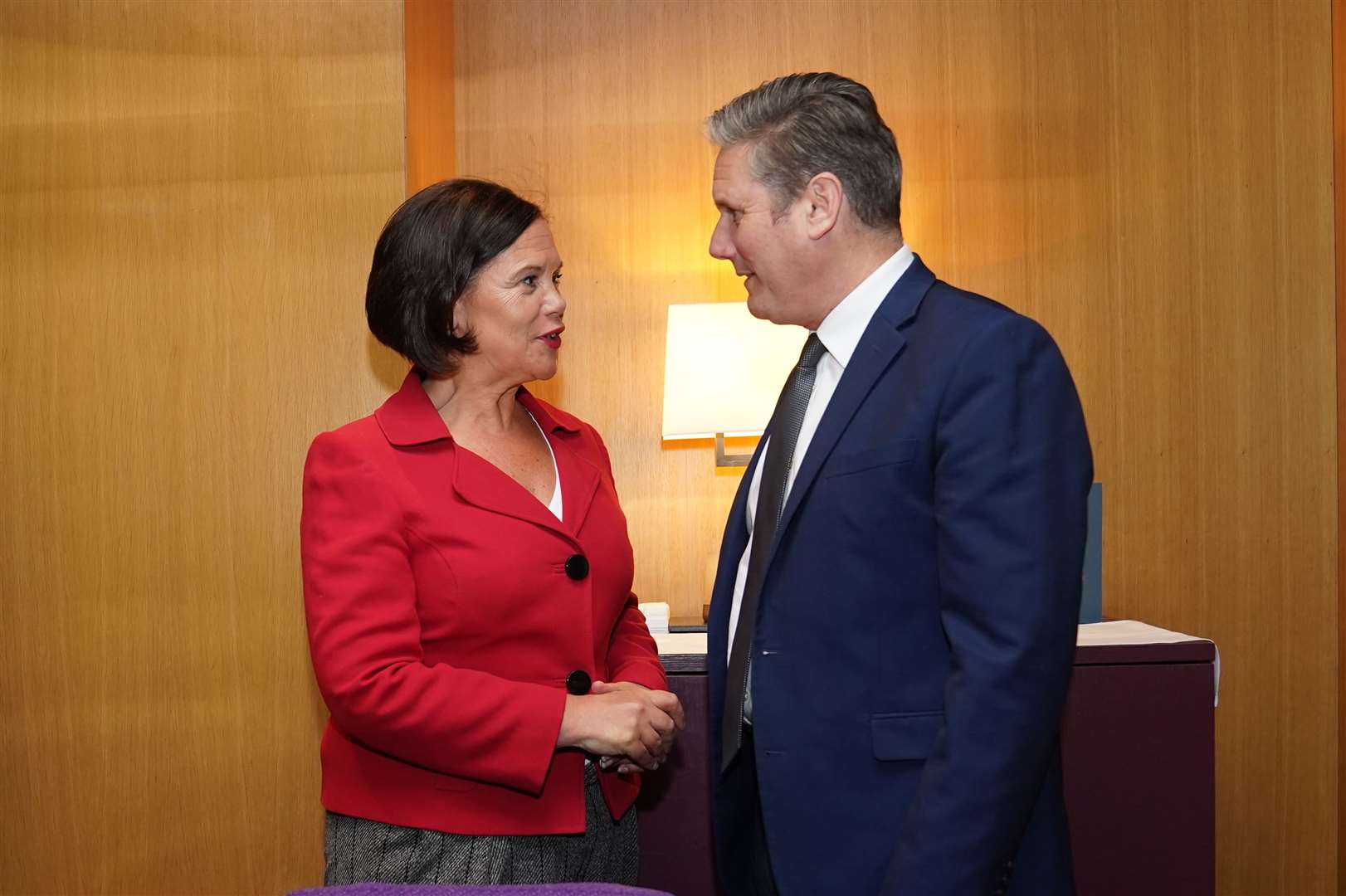 Sir Keir Starmer meets Mary Lou McDonald in Belfast (Stefan Rousseau/PA)