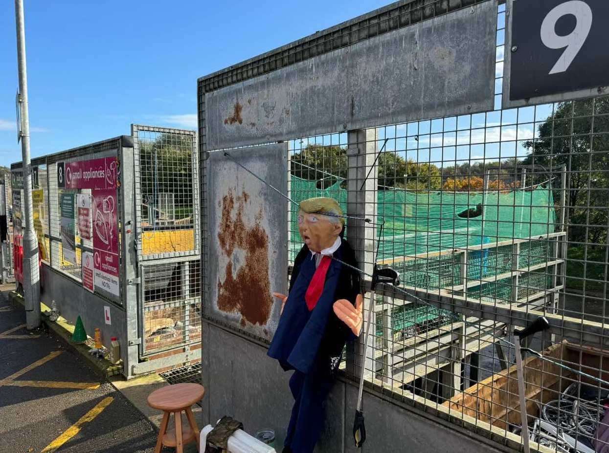 Staff even tied Donald Trump to a fence at Halloween. Picture: Clayton Schlimper