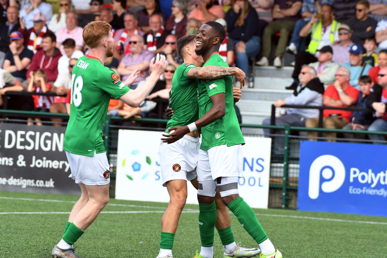 Ebbsfleet celebrate after Rakish Bingham put them ahead in the first half. Picture: Barry Goodwin