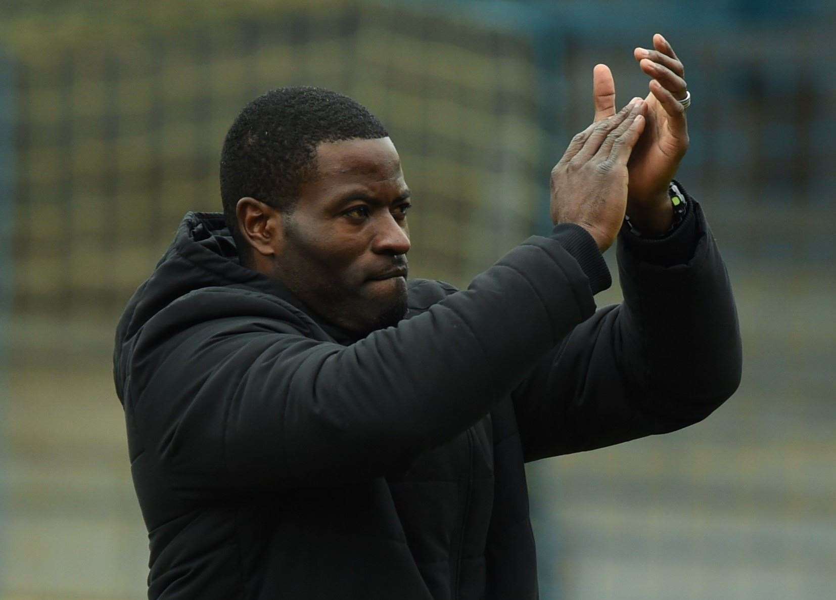 Maidstone United manager George Elokobi. Picture: Steve Terrell