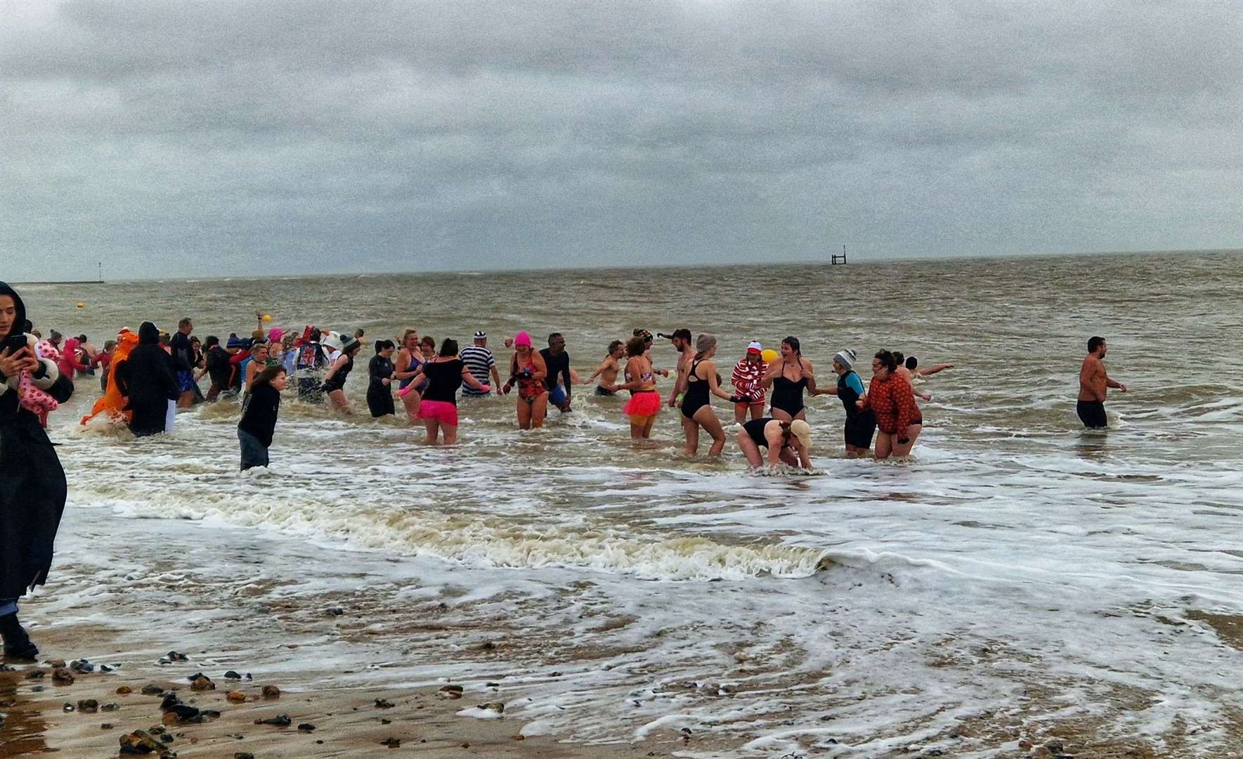 Brave swimmers in fancy dress took to the sea in Ramsgate. Picture: Kerri Baker