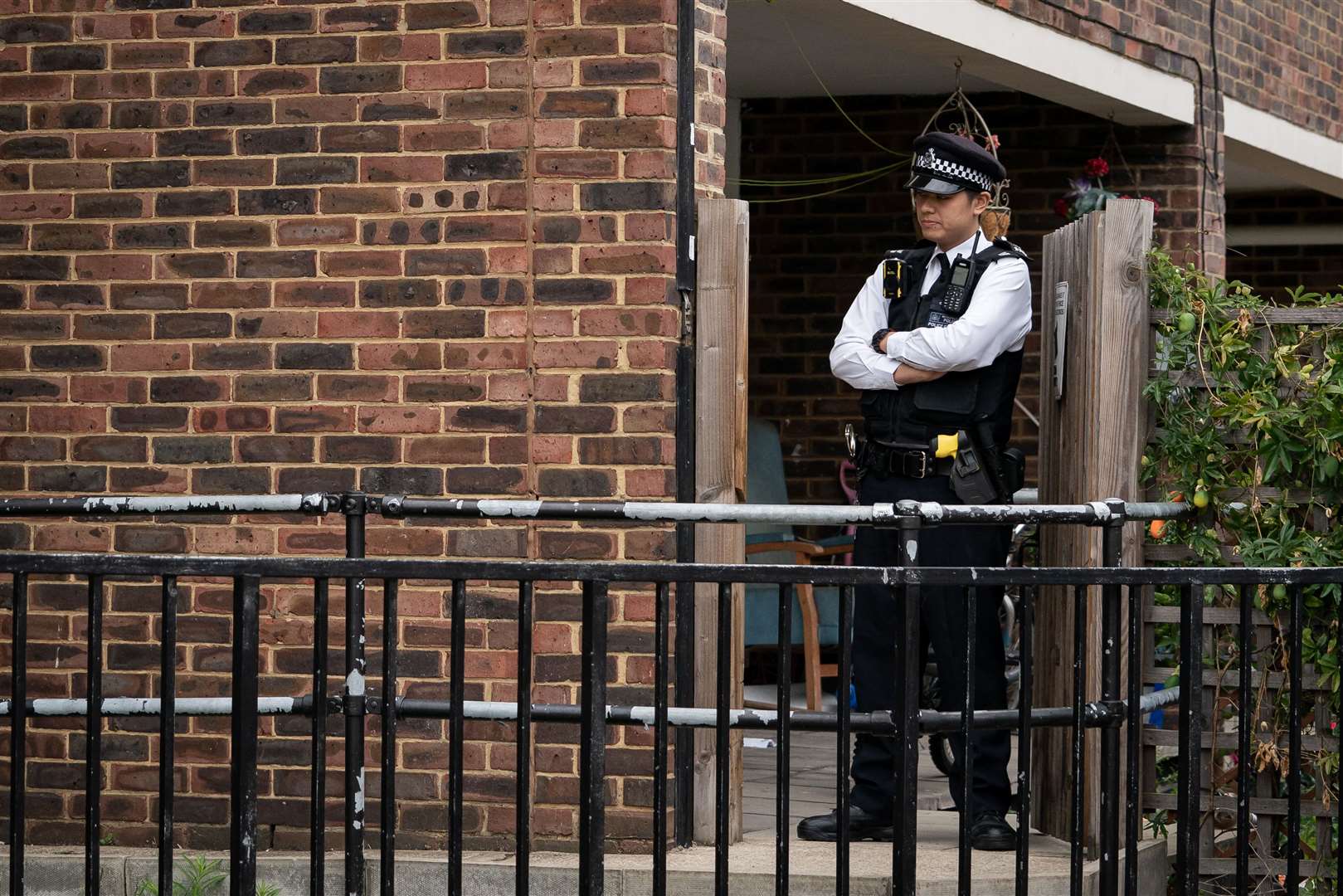 Police outside an address on Ashbridge Street, London, after the murder investigation was launched (Aaron Chown/PA)