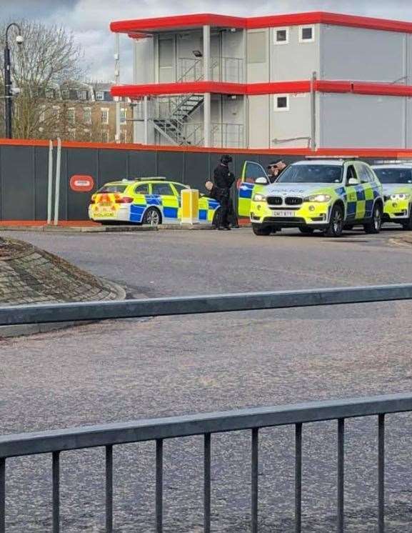 Officers at Kingsmead Road as the incident happened. Picture Jenna Lawrence