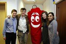 Joe Pasquale with Medway Messenger reporters Keyan Milanian, Jenni Horn and Sarah Shaffi