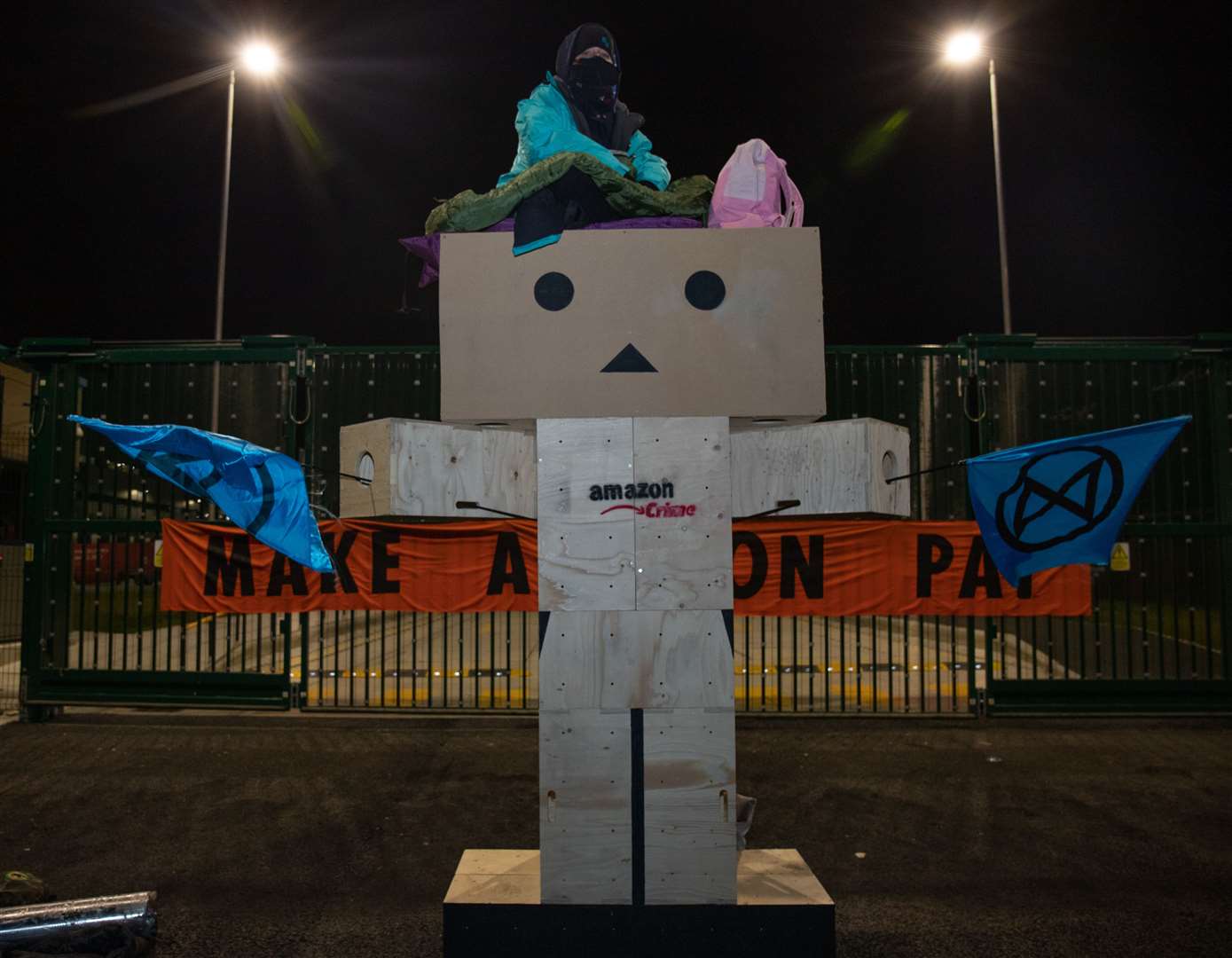 Extinction Rebellion protesters at the Amazon depot in Dartford. Picture: Denise Laura Baker