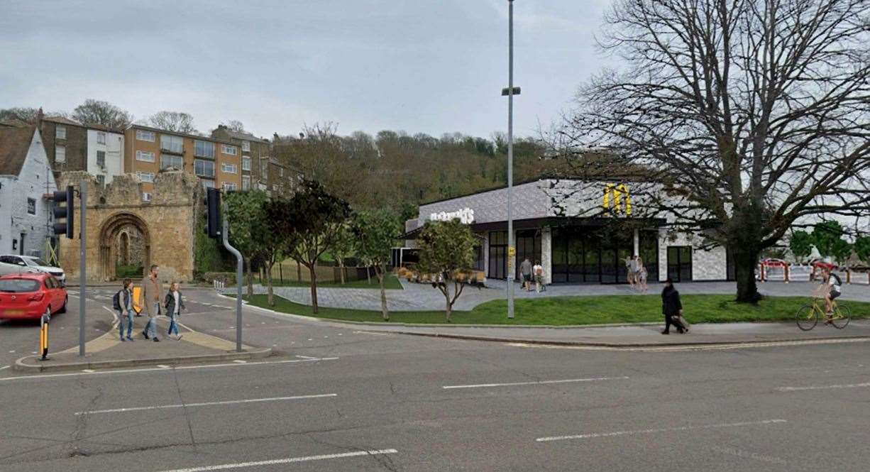 The McDonald’s will be built next to the ruins of St James’ Church. Picture: Scurr Architects