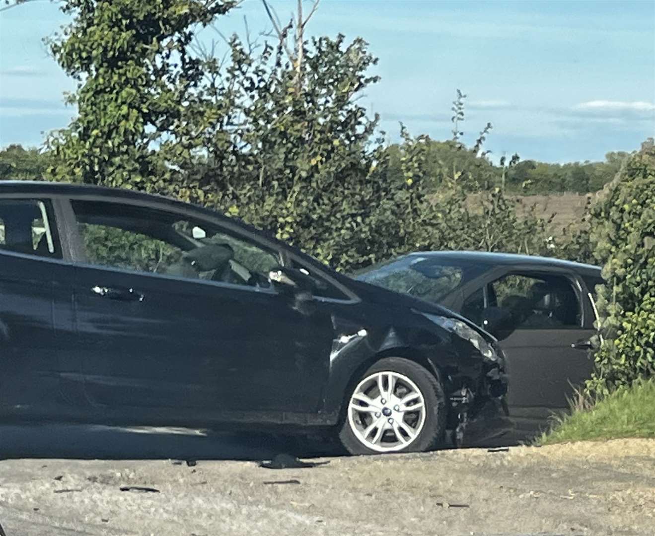 A black Ford Fiesta was damaged. Pic: Steve Salter