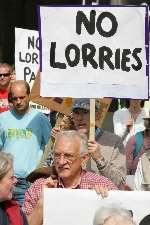 A protest march against the lorry park earlier this year