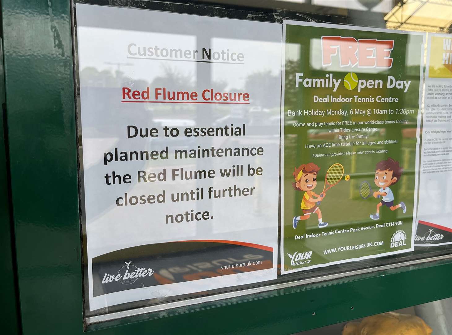 The swimming pool flume at Tides is currently closed to the public