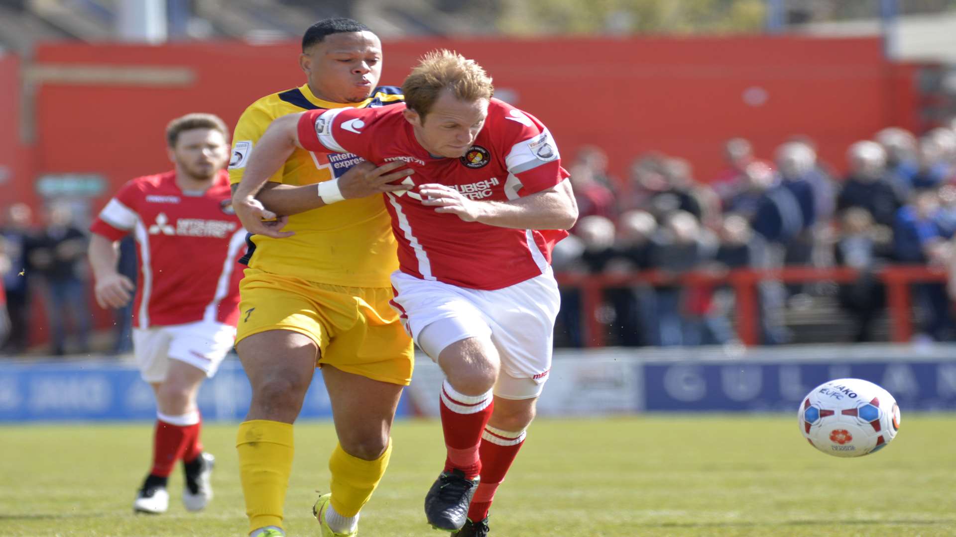 Ebbsfleet's Stuart Lewis bursts forward in the win against Eastbourne Picture: Ruth Cuerden