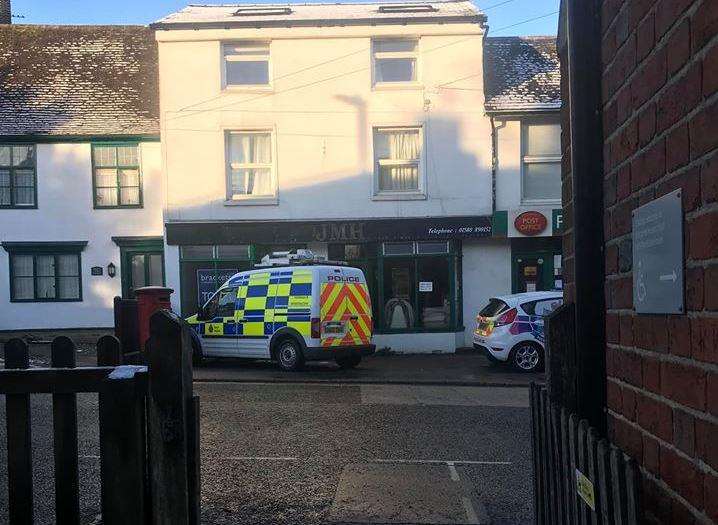 Police in Staplehurst High Street after a safe was stolen from a post office. Picture: David Gall (6874325)