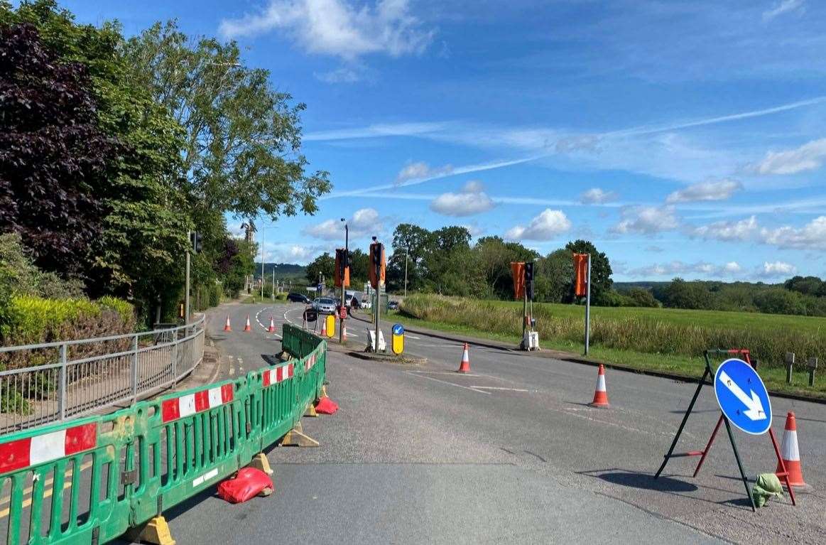 Contractors have closed the left-hand turn onto Faversham Road from Trinity Road