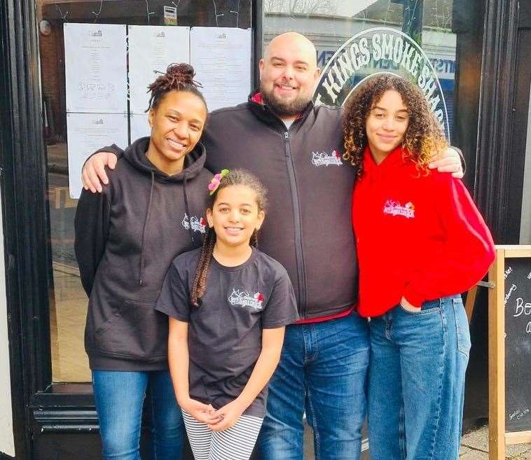 A family affair: Tony and Makalla de Sousa, with daughters Savannah and Sophia, have opened Street Kings Smoke Shack in Whitstable