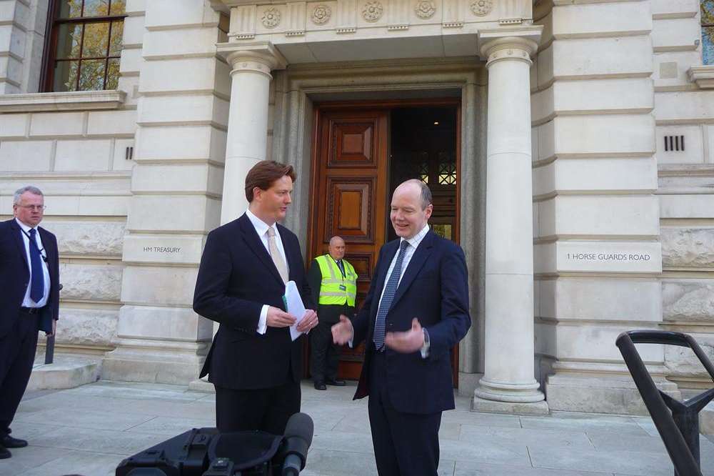 Maidstone parliamentary campaigner for the Lib Dems, Jasper Gerard, with Danny Alexander