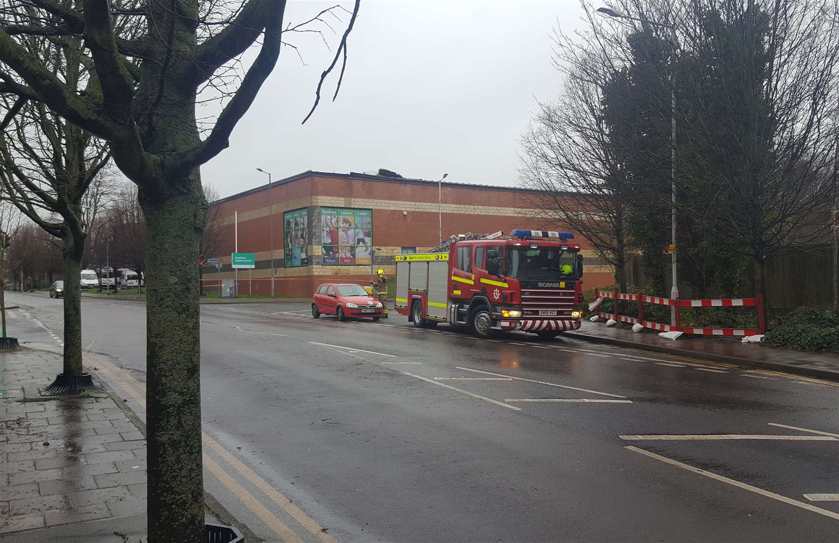 Firefighters cordoned off the area around The Swallows on Sunday