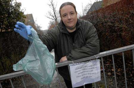 Holly van der Beeck who is leading a campaign to shame dog owners who let their pets foul pavements around Godinton primary school