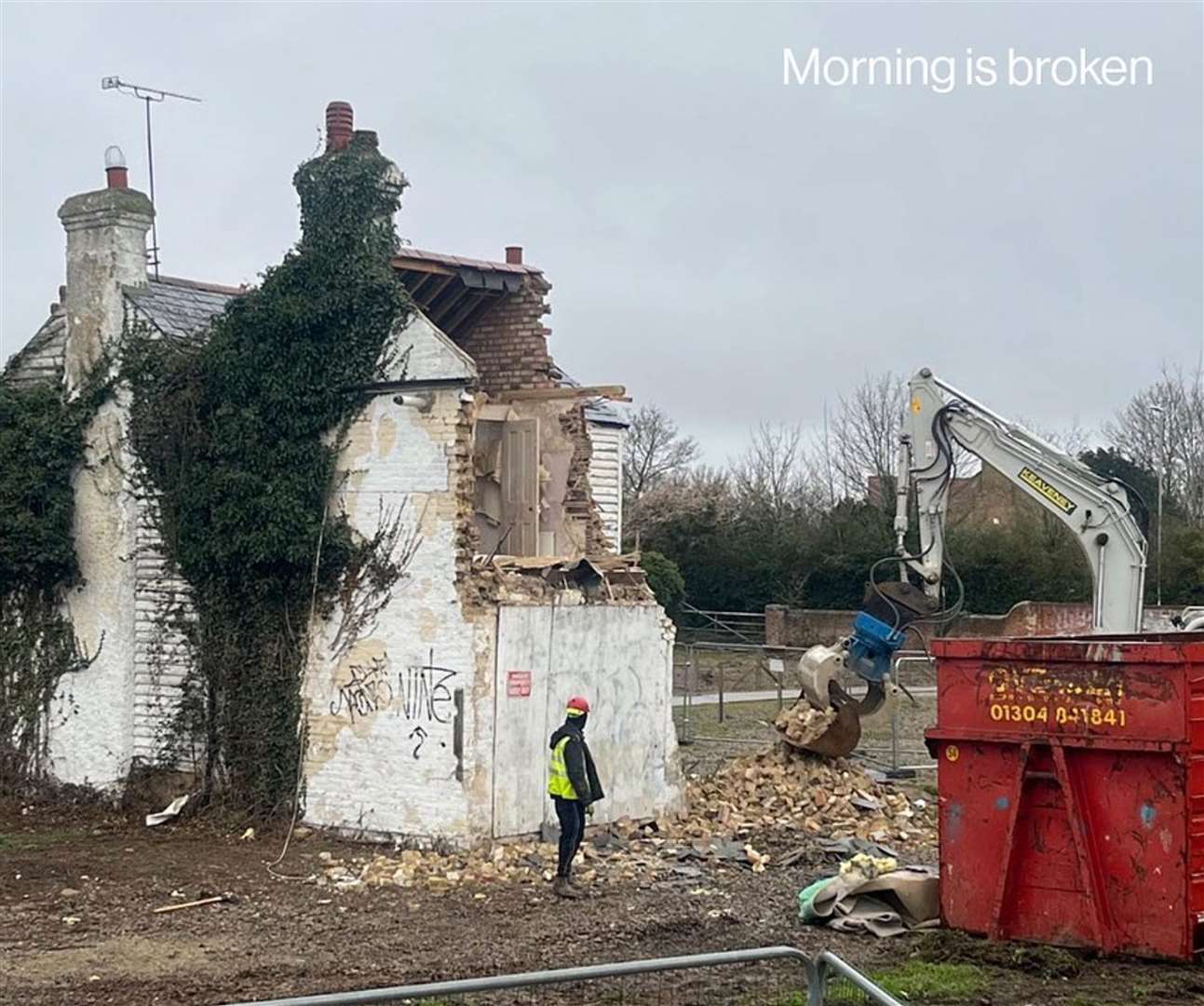 The building was then demolished (Banksy/Instagram/PA)