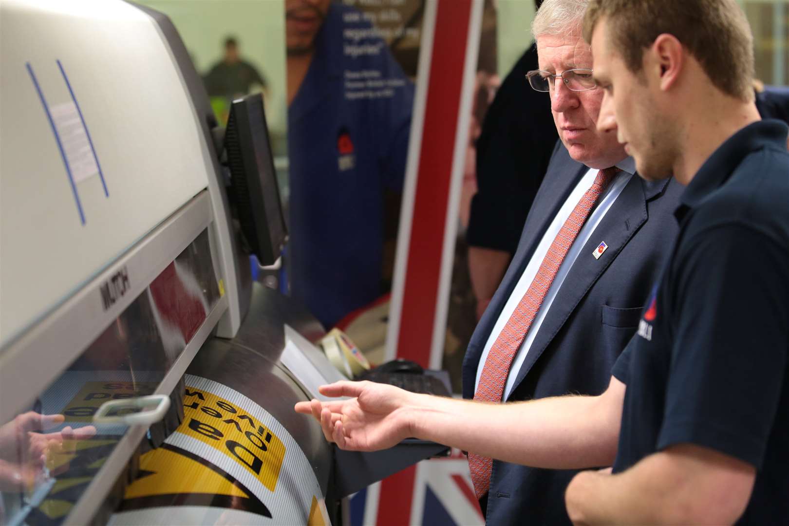 Former transport minister Patrick McLoughlin MP visits the road and rail signs factory