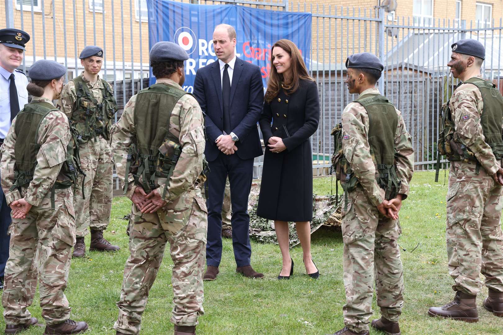 The Duke and Duchess of Cambridge talk to cadets during their visit (Ian Vogler/Daily Mirror/PA)