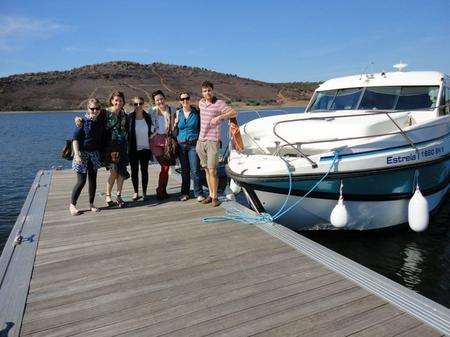 Charlotte Hayward on a boat trip in Portugal.