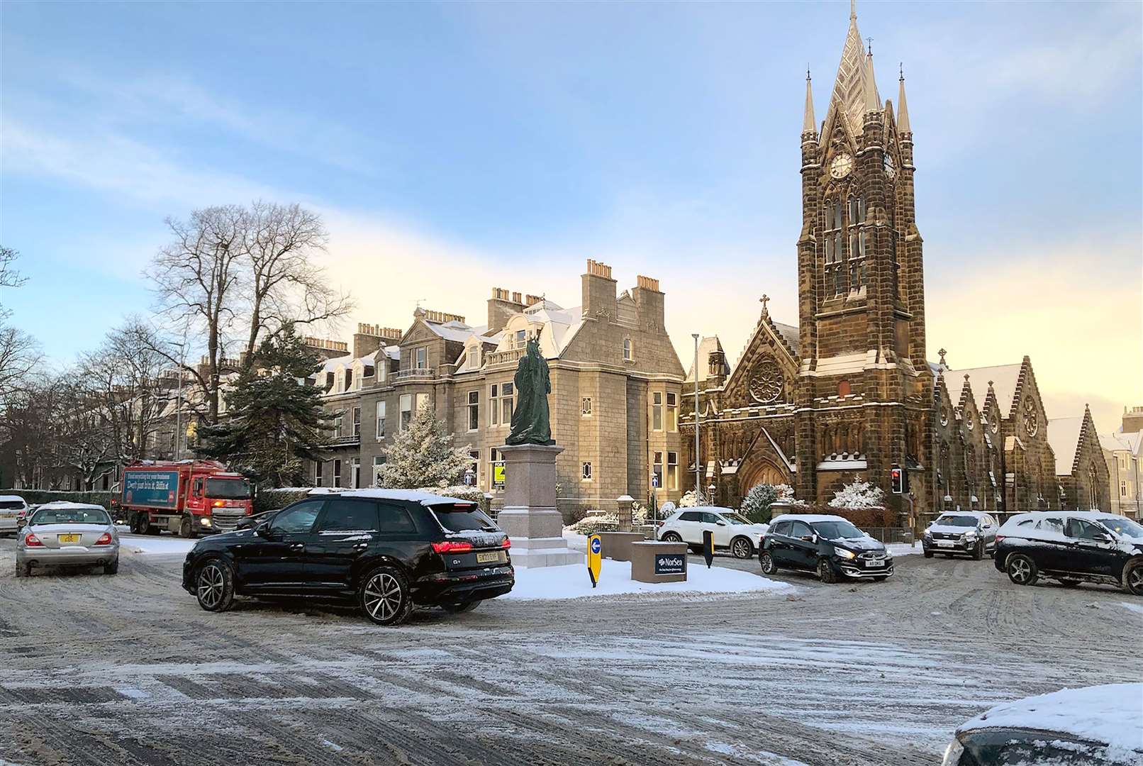 Snow in the west end of Aberdeen on Monday (Beth Edmonston/PA)