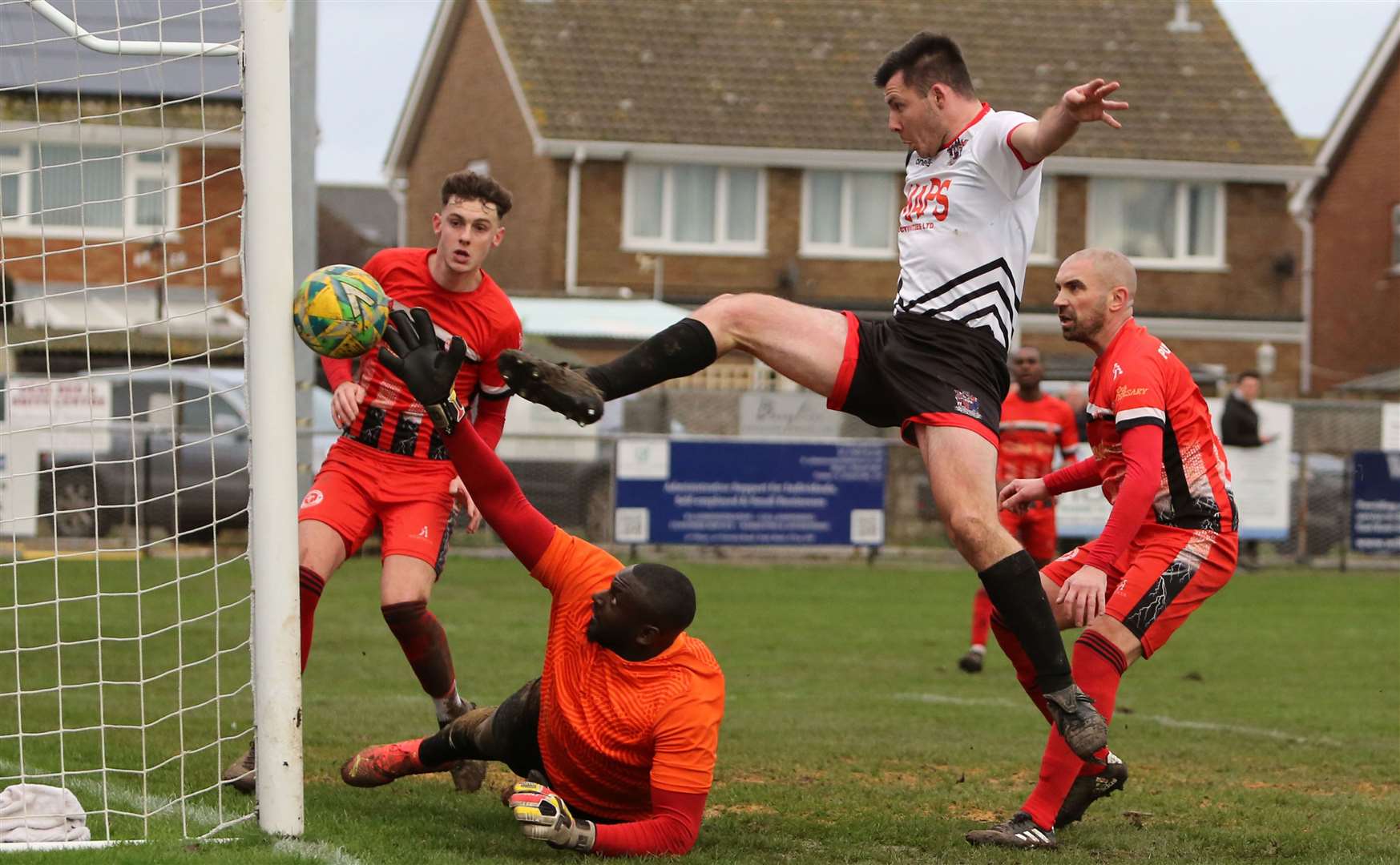 Riley Alford steers the ball past Punjab United goalkeeper George Kamurasi on 29 minutes. Picture: Paul Willmott