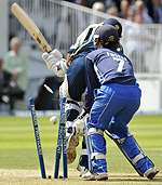 Yasir Arafat is bowled by Ravi Bopara. Picture: Barry Goodwin