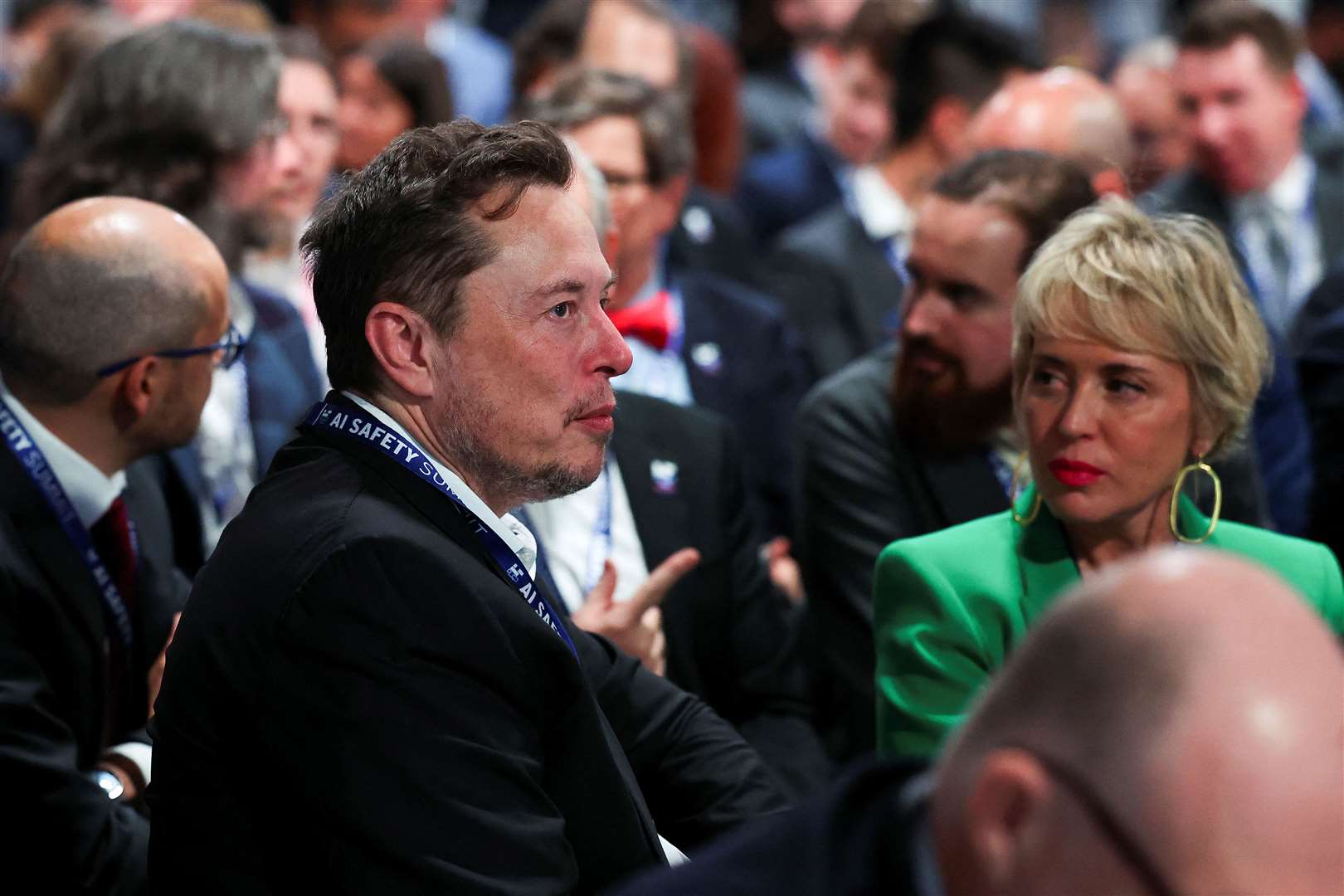 Elon Musk attends the first plenary session at the AI safety summit (Toby Melville/PA)