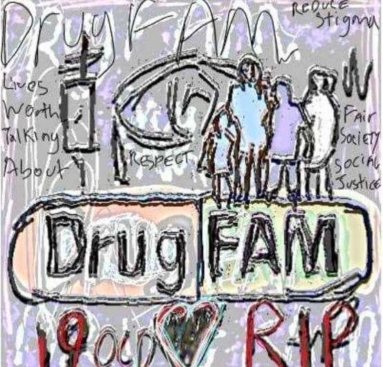 Claude Barry's poster for the DrugFAM charity
