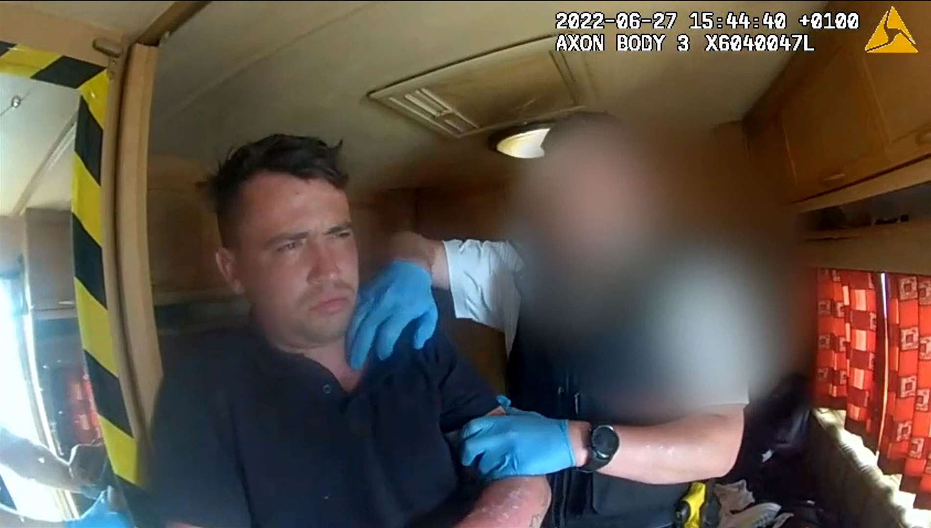 Body worn camera footage of Jordan McSweeney being arrested on June 27, roughly 36 hours after the attack on Zara Aleena (Met Police/PA)