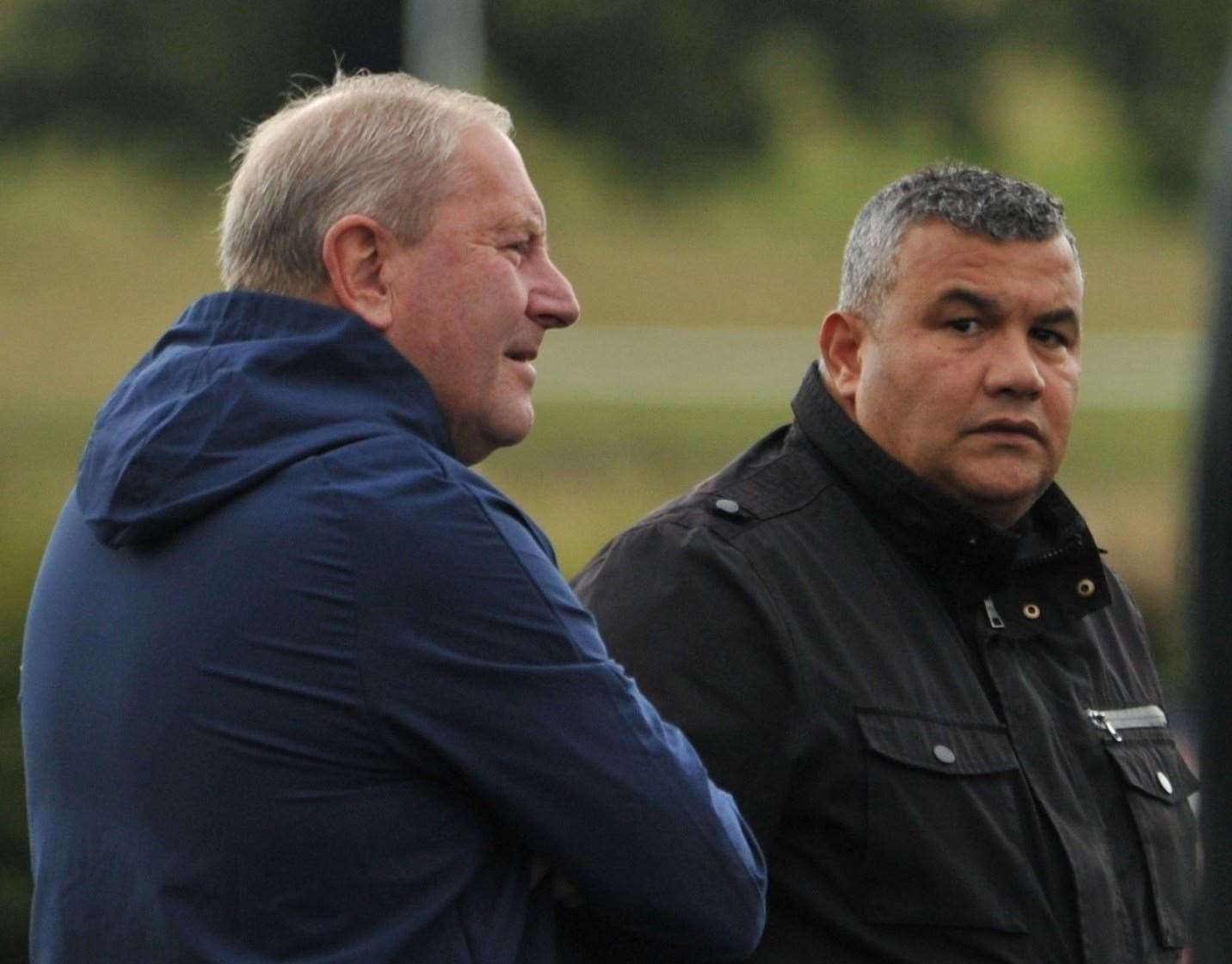 Maidstone United manager Hakan Hayrettin, right, with assistant boss Terry Harris Picture: Steve Terrell