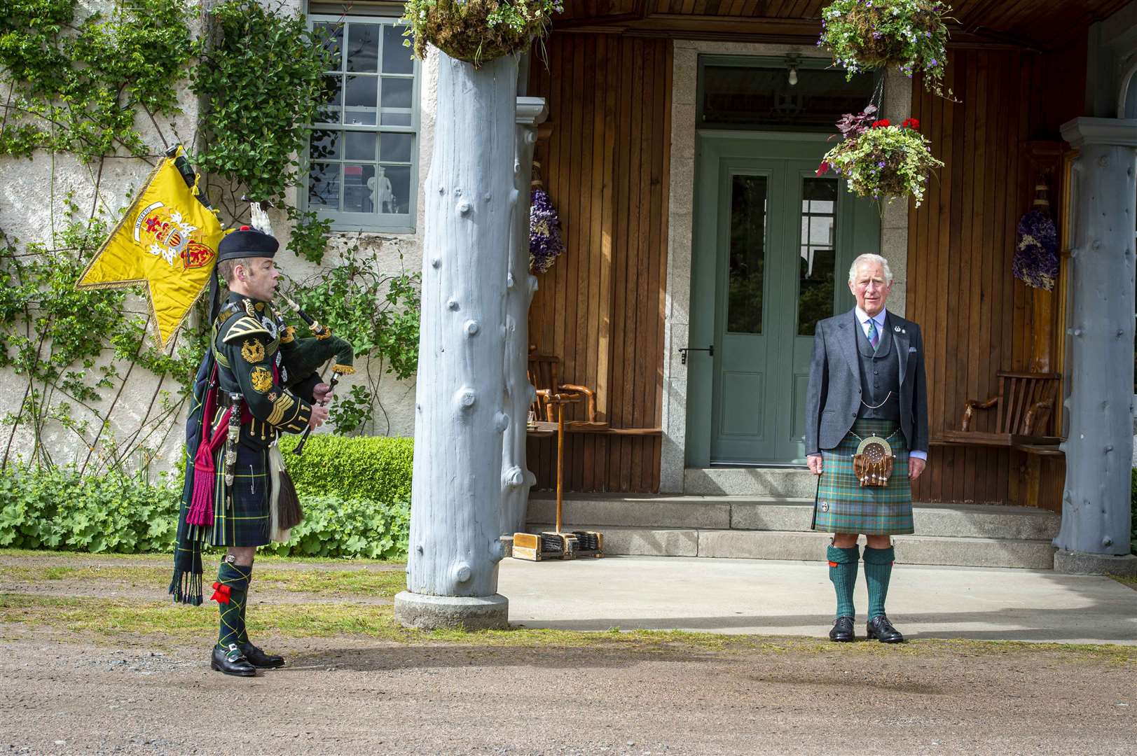 The Prince of Wales marked the occasion with a piper at his Birkhall residence in Scotland (Mark Owens/Poppyscotland/PA)