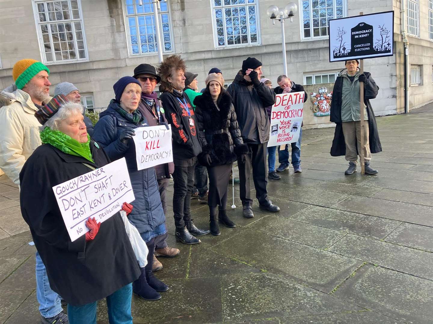 Protests have taken place outside County Hall in Maidstone over the planned changes to local government