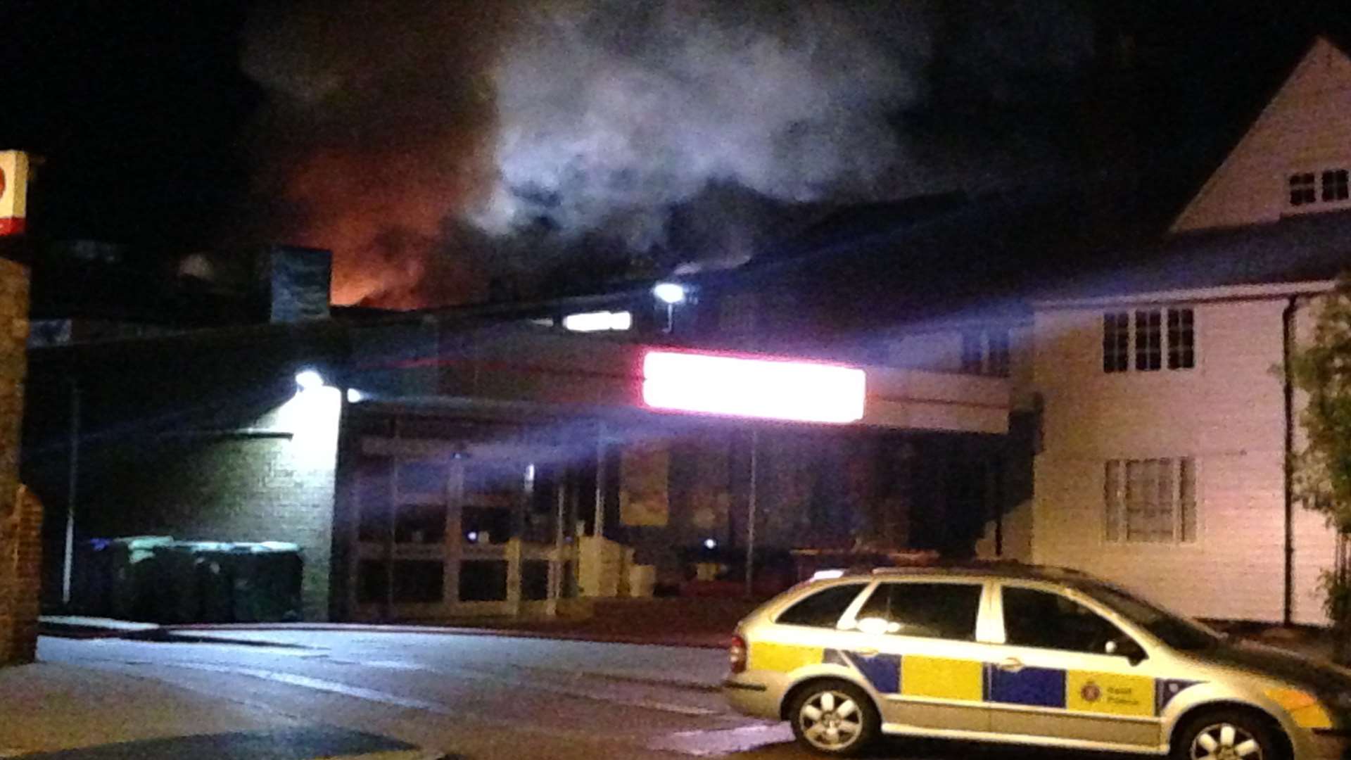 The blaze lit up the skies of Faversham.