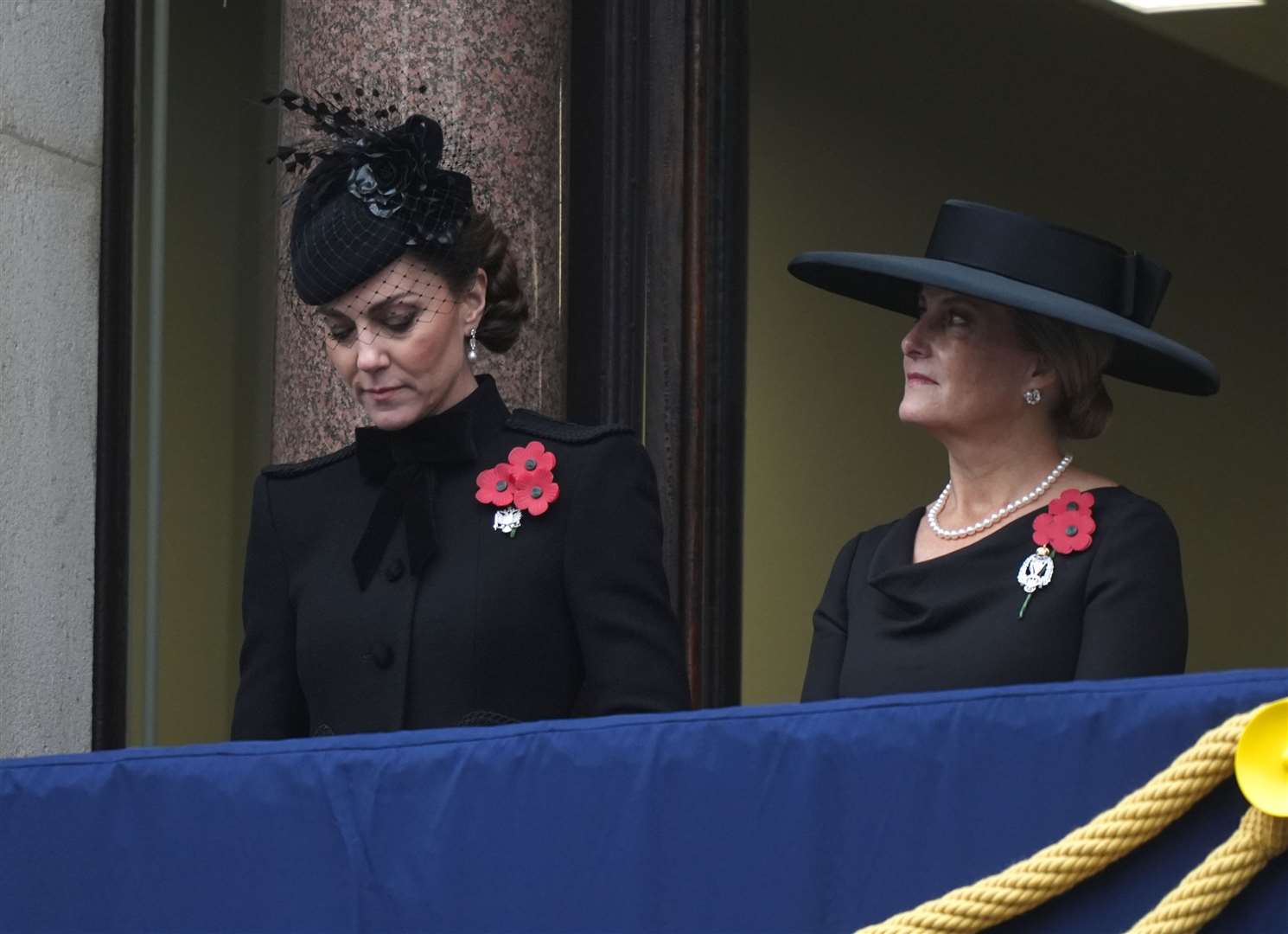 The Princess of Wales and the Duchess of Edinburgh on a balcony at the Foreign, Commonwealth and Development Office (Jordan Pettitt/PA)