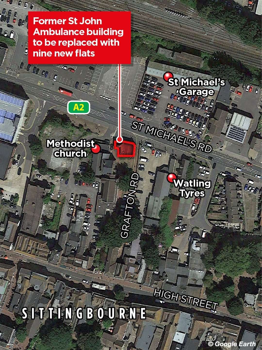 If approved by Swale council, nine flats will replace the former St John's Ambulance training centre in Sittingbourne