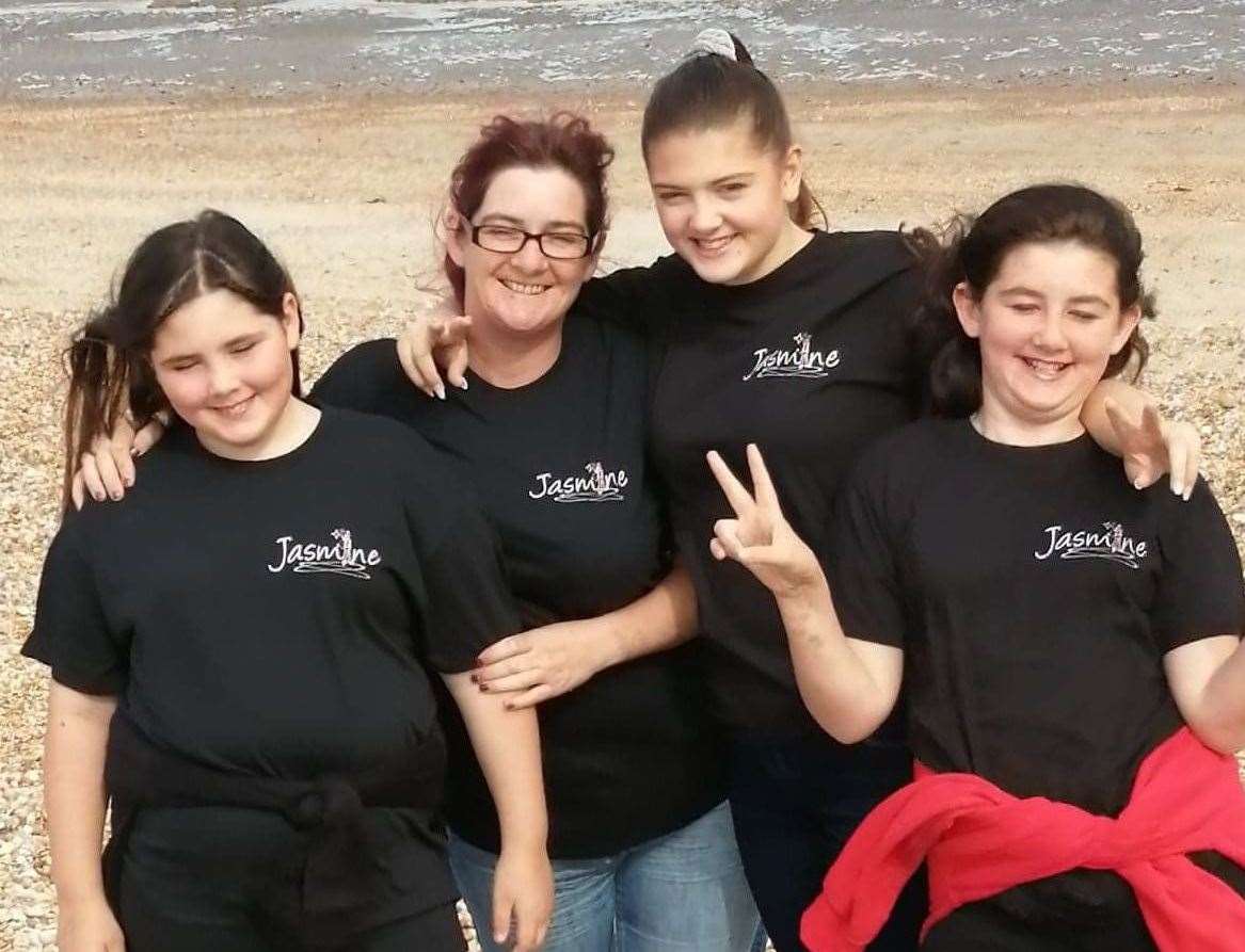 Jasmine with her mum and sisters at Littlestone. L-R: Natasha, mum Emma, Jasmine and Kimberley