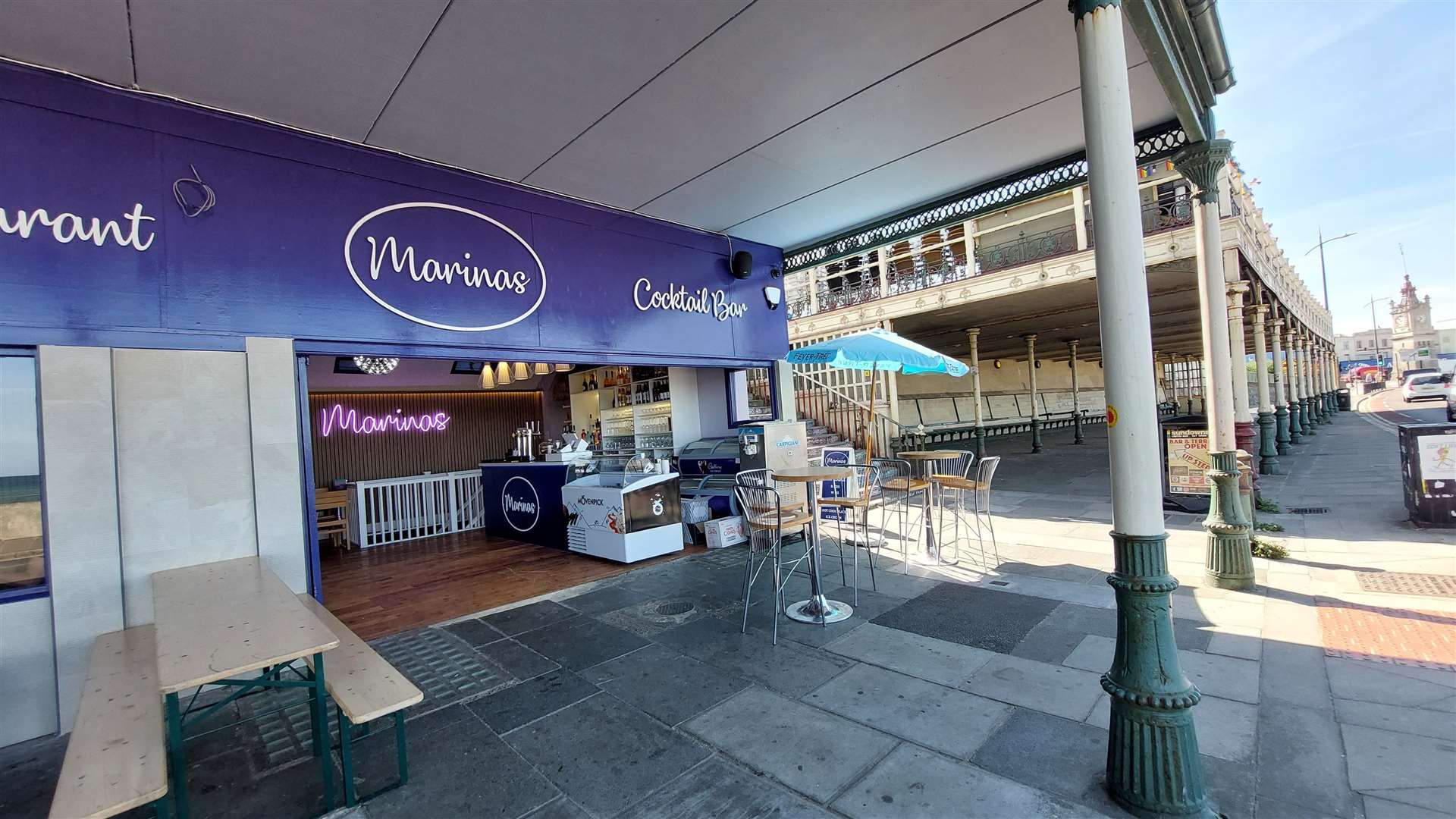 The derelict shelter is next door to Paul Glickman’s cafe, Marina’s