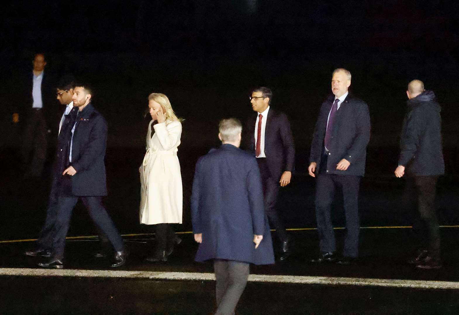 Prime Minister Rishi Sunak at RAF Aldergrove to greet Joe Biden (Clodagh Kilcoyne/PA)